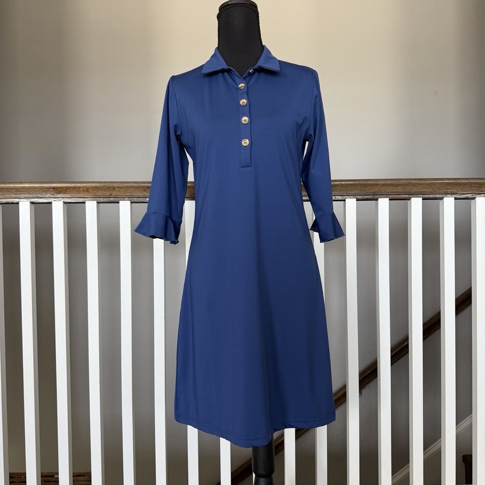 Ana‎ Claire Active Blue Polo Dress SPF50 Small Preppy Golf Tennis Athleisure